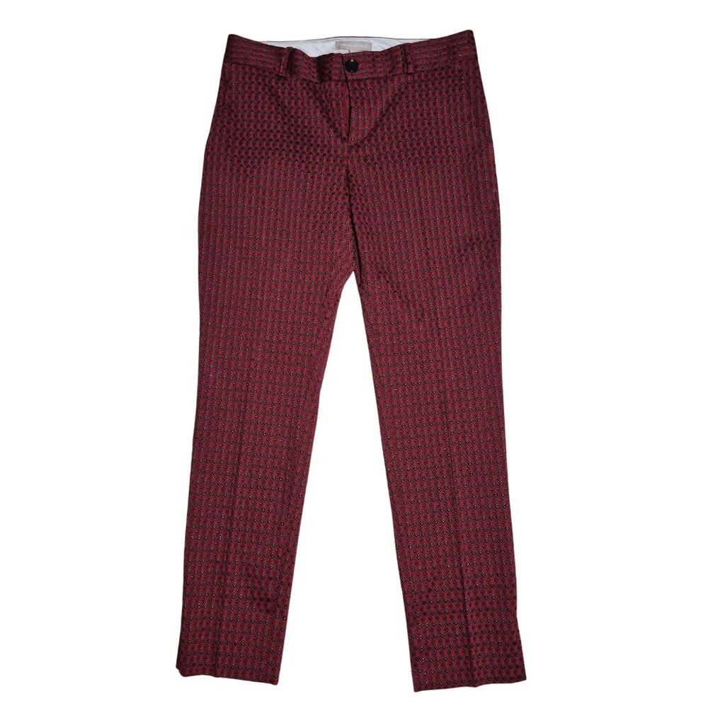Banana Republic Women's Jacquard Red Ankle Pant Size 4 Pockets